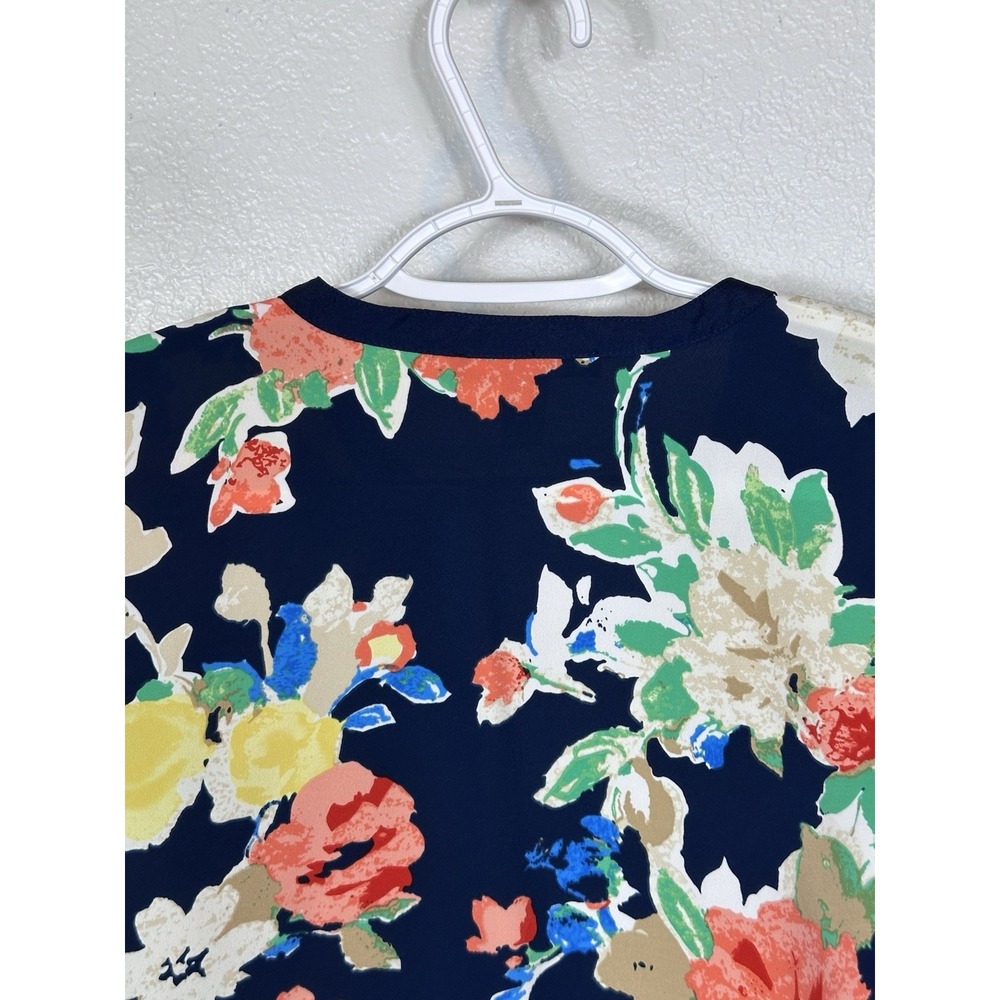 Ralph Lauren LRL Navy Floral Popover Tunic Plus Sz 2X Long Sleeve Split Neck - Picture 8 of 10
